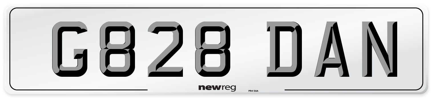 G828 DAN Number Plate from New Reg